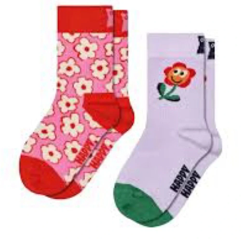 NWT Happy Socks brand 2-pair Organic Cotton Socks kids size 7-9 years